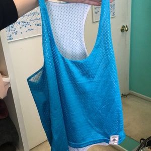 Blue jersey “Let get weird” back lettering